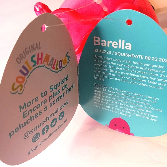 Squishmallows Barella Fish Clip Raspberry 3.5" - Picture 5 of 6